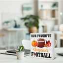 Football Decor - Fall Decorations for Home - Fall Decor - Our Favorite Season Is Football Pumpkin Wooden Sign Home Office Living Room Desk Shelf Table Decoration - 5 x 5 Inches