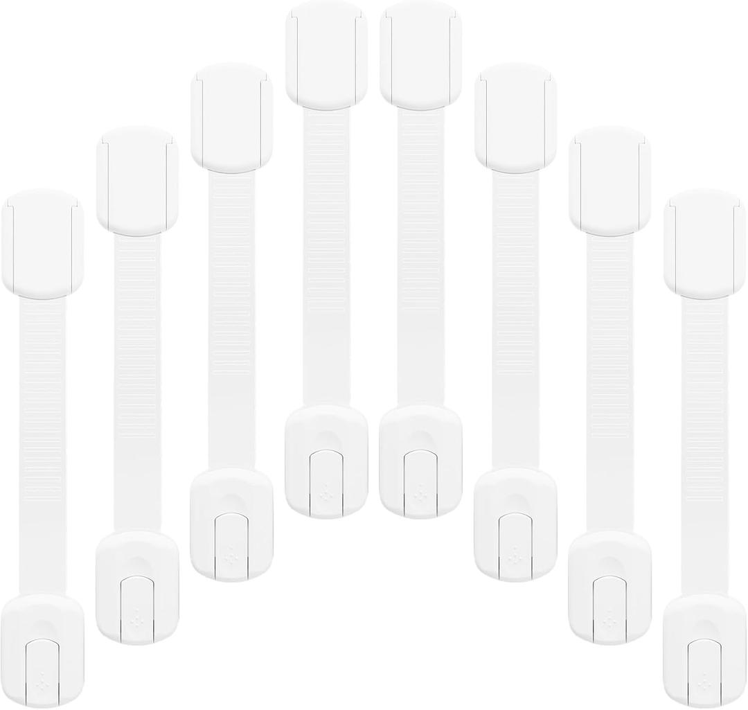 4 x 8-pack Child Safety Cabinet Locks, Child-proof Cabinet Locks with 3M Adhesive, No Drilling Required, Multipurpose Baby-proof Cabinet Locks For Drawers, Fridge, Cabinets, Toilet Seat and More