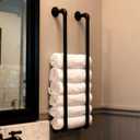 Towel Racks for Bathroom Wall Mounted 36 Inch,Industrial Pipe Storage Organizer Towel Holder(Black)