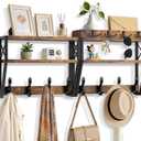 Upgraded 32-inch Coat Rack Wall Mount with Shelf, 4 in 1 Versatile Coat Hanger Key Holder Wall Mount, 3-Tier Entryway Wall Shelf with 12 Hooks and Mail Holder for Living Room Bedroom Bathroom