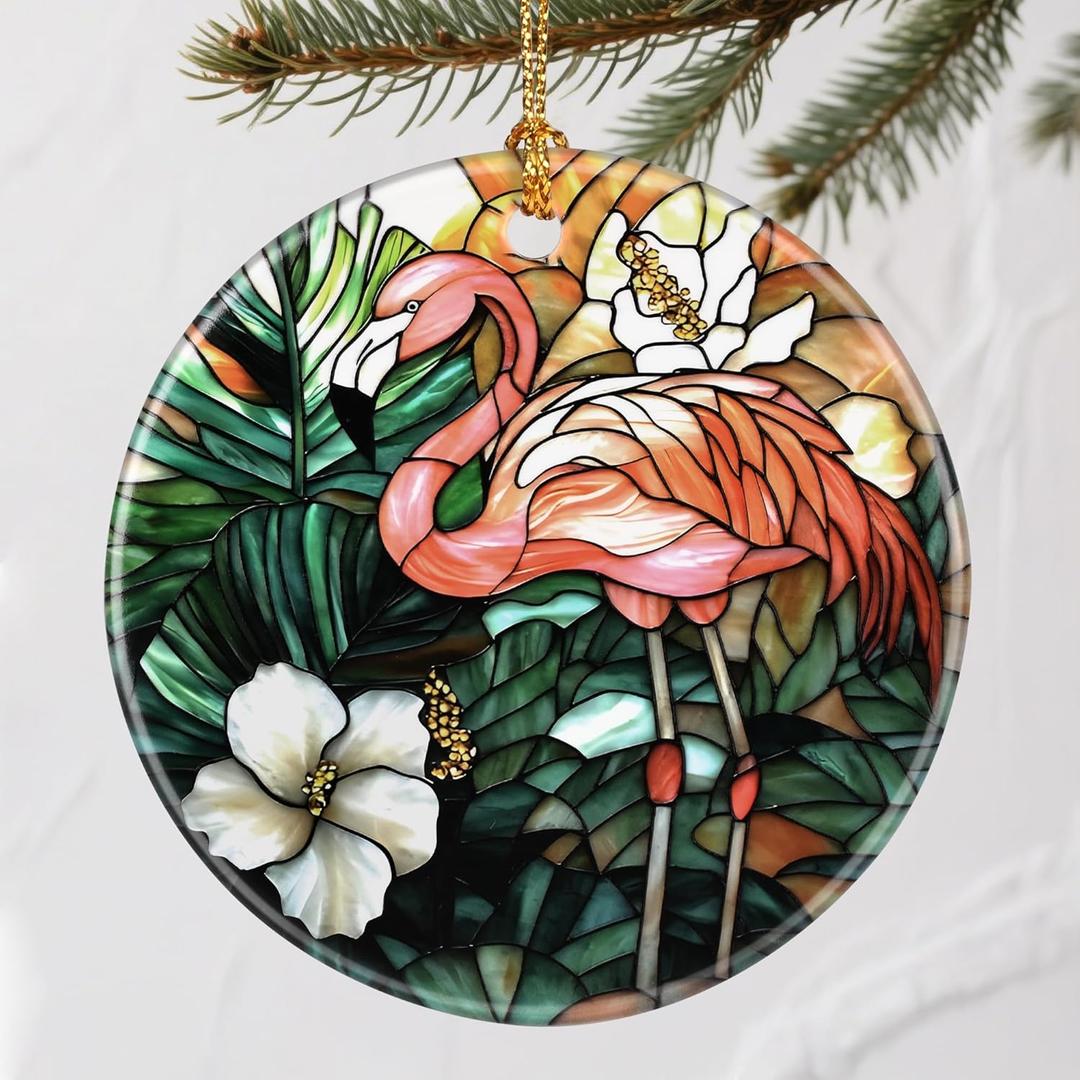 2 x Vibrant Flamingo Christmas Ornaments: Christmas Tree Ornaments & Holiday Decor  Perfect Holiday Presents & Gift Ideas for Friends, Coworker, Family, and Flamingo Lover