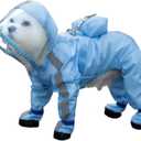 Full Coverage Small Dog Raincoat, Waterproof with Four-Leg Protection, Ideal for Teddy Bears, Includes Waterproof Mini Backpack (Blue, XX-Large (Suggest Weight 16.6-22lb)