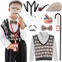WooWee 100 Days of School Costume for Boys, Old Man Costume for Kids, 100th Day of School Dress Up (Small: 5-7 Y, Brown)