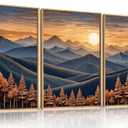 Amazon.com: HOURIA Large Woodland Mountain Sunset Framed Canvas Wall Art Set,Wilderness Wooden Forest Landscape Wall Decor,Nature Botanical Artwork,Boho Pine Tree Art Print for Living Room,Bedroom-24 x36 x3: Posters & Prints