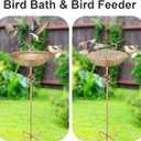 Bird Bath for Outside,Metal Birds Bath Bowl for Outdoors,27.6" H Bird Feeder & Water Feeders with 5 Prongs Base Stake,Vintage Free Standing Garden Patio Lawn Yard Decor