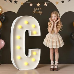 Marquee Letters 4 Feet Tall, 4FT Large Light up Letters C, Big Sign C with Warm White Light for Birthday HOCO Wedding Proposal Engagement Graduation Party Backdrop Decorations