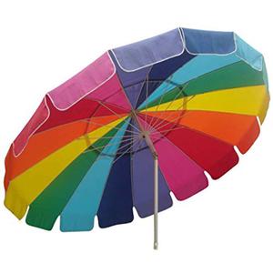 Beach Umbrella Rainbow Includes Carry Bag - 8 Foot Rainbow Color with Sand Anchor Auger