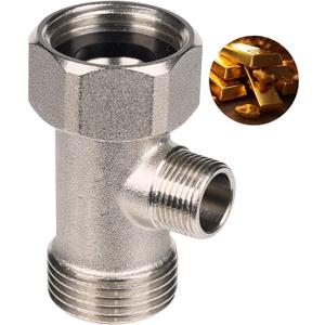 Hibbent Bidet T Adapter, Metal T Valve for Bidet(7/8 x 7/8 x 3/8), 3 Way Tee Connector Bidet Attachment for Toilet
