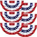 3x6 Ft 6 Pack American Pleated Fan Flag, USA Patriotic Flag Bunting Half Fan Banner for Outside Red White and Blue Decor Memorial Day Independence Day 4th of July Decorations