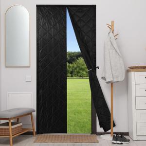 Magnetic Sound Proof Curtains for Doorway, Thicken Soundproof Door Blanket, Temporary Door Draft Stopper, Windproof and Blockout Divider for Doorway, Cold Thermal Insulating, Grey, 95x155