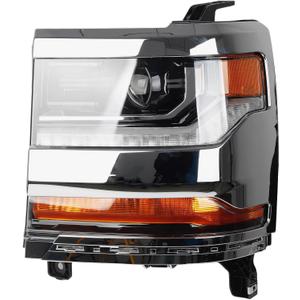 Dasbecan HID/Xenon Headlight Compatible with Chevy Silverado 1500 2016-2018/Chevy Silverado 1500 LD 2019 Left Driver Side Headlamp Chrome Housing Replaces# 84181562 84181563 W/o bulbs