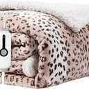 Electric Heated Blanket Full Size 72"x84", Ultra-Soft Plush with Overheat Protection, 9 Adjustable Heat Settings & 10-Hour Auto-Off Timer, Fast Heating for Winter Comfort, beige Leopard Print
