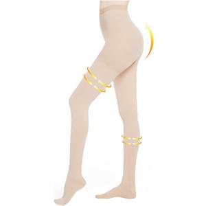 Medical Compression Pantyhose for Women Men, 20-30 mmHg Graduated Compression Tights, Closed Toe Compression Stockings, Support Hose, High Waist Compression Leggings for Varicose Veins, Edema (3X-Large, Beige)