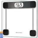 BEAUTURAL Digital Bathroom Scale for Body Weight, LCD Display, 400lb, 4 AAA Batteries and Tape Measure Included,Tempered Glass