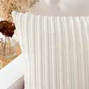 Kevin Textile 14x36 Inch Long Lumbar 1 Pack Plush Striped Corduroy Throw Pillow Cover Velvet Accent Decorative Long Body Rectangle Cushion Case for Living Room Couch Sofa Bed, Cream White
