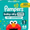 Pampers Diapers - Baby Dry - Size 1, 44 Count, Absorbent Disposable Infant Diaper (Packaging May Vary)