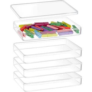 BENECREAT 4Pcs Acrylic Storage Boxes with Lids, 7x4.6x1inch Rectangle Storage Containers, Storage Display Box for Wedding, Party, Treats, Jewelry Accessories