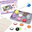 Upltowtme Wooden Cookie Play Food Set for Kids Number Counting and Matching Game Pretend Play Slice Biscuit Play Kitchen Accessories Age 3+ Montessori Learning Toy Food Game Birthday Gifts