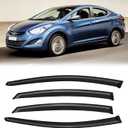 Window Visor for Hyundai Elantra Sedan 2011-2016 (Excludes GT), Out-Channel Rain Guards Shields Vent Deflector Shade Wind Dark Smoke, Tape-On Outside-Mount, 4PCS