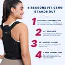 Fit Geno Posture Corrector for Women and Men - Adjustable Back Brace & Straightener for Scoliosis Hunchback Correction Back Pain Spine Corrector Back Support and Posture Trainer (X-Large) (Black)