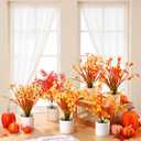 Chuangdi 6 Pcs Artificial Fall Thanksgiving Flowers in Vase 11.8 Inch Fall Thanksgiving Table Centerpieces Faux Potted Plant Fake Flowers in Pot Table Decor for Home Office Party Kitchen(Flower)