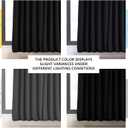 HPD Half Price Drapes Signature Velvet Thermal Blackout Curtains for Living Room 84 Inch Long (1 Panel) Rod Pocket Insulated Blackout Curtains for Bedroom Window Curtains, 100W x 84L, Black