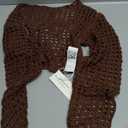 Saodimallsu Womens Crochet Bolero Shrug Sweaters Cropped Lightweight Cardigan Long Sleeve Mesh Knit Y2k Crop Tops, Small