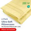Standard Pillow Cases Set of 2 - Ultra-Soft Hotel Quality Pillowcase Covers - Comfy & Wrinkle Free - Stain and Fade Resistant - Machine Washable Pillow Protectors - 2 Piece Set - Standard Yellow