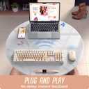 Wireless Keyboard and Mouse, Silent Keyboard Mouse Combo, Full-Sized Colorful Typewriter Keyboard with Round Keycaps, 2.4G Cute Mouse Compatible with PC/Laptop/Computer(Milk Tea)
