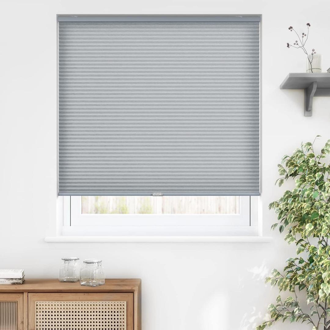 LazBlinds Cordless Cellular Shades, Light Filtering Honeycomb Shades for Home, Thermal Insulation Noise Reduction Blinds for Windows, 39'' W x 64'' H, Dark Grey