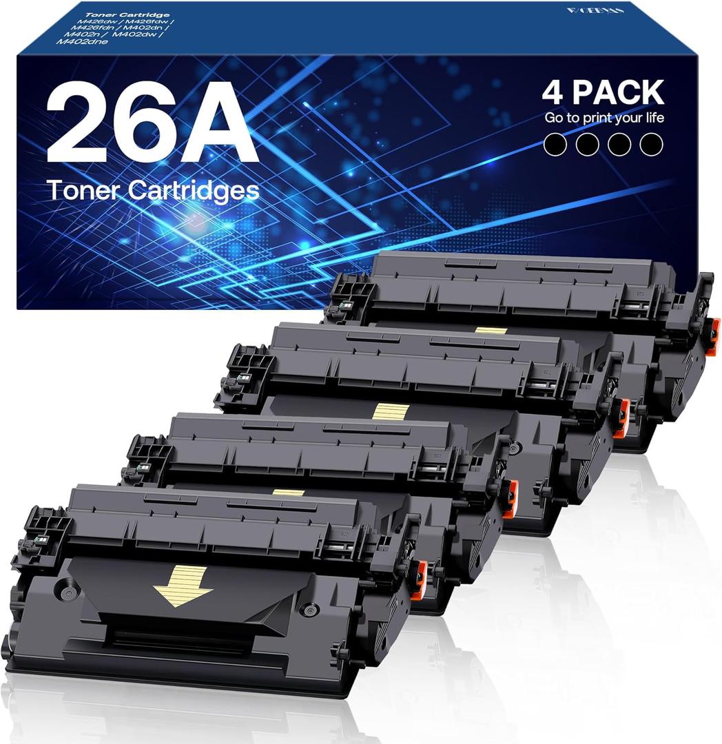 26A Toner Cartridge Black High Yield Compatible for HP 26A CF226X CF226A 26X use with HP LaserJet Pro MFP M426fdw M402 M402dn M402dne M402dw Printer (4 Pack)