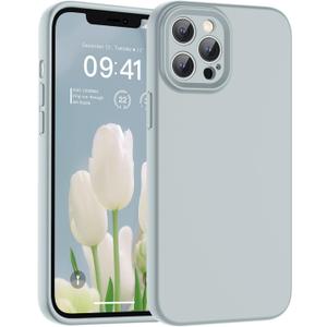 SUPFINE for iPhone 12 Pro Max Case,Premium Liquid Silicone with [Soft Anti-Scratch Microfiber Lining][Upgraded Camera Protection] Slim Shockproof Protective Phone Case for Men Women Girls,Haze Blue