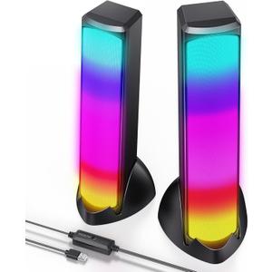 Computer Speakers, RGB PC Speakers, Gaming Speakers with Full Screen LED Breathing Light, 2.0 Channel Stereo Sound Desktop Speakers, USB Powered Speaker for Computer Desktop PC Laptop Monitor
