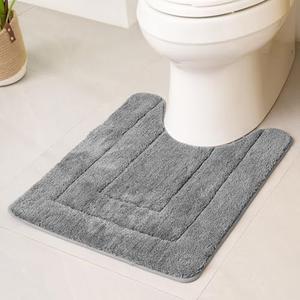GRANNY SAYS Bathroom Toilet Rugs U Shaped, Bath Mats for Bathroom, Bath Rugs Non Slip Washable, Absorbent Microfiber Toilet Mat, Soft Plush Shaggy Bath Carpet, 20" x 24", Deep Gray