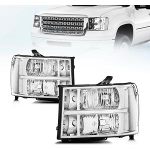 Headlight Assembly For 2007-2013 Gmc Sierra 1500/2007-2014 Gmc Sierra 2500, 3500, Driver & Passenger Side, Chrome Housing, Driver & Passenger Side (No Bulbs)