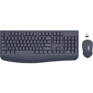 Wireless Keyboard and Mouse Combo, EDJO 2.4G Full-Sized Ergonomic Computer Keyboard with Wrist Rest and 3 Level DPI Adjustable Wireless Mouse for Windows, Mac OS Desktop/Laptop/PC (Navy Blue)