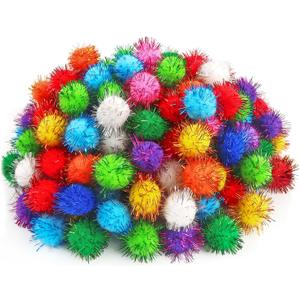 TOAOB 200pcs Glitter Pom Poms 0.6 inch Multicolor Sparkle Pompoms Balls Arts and Fluffy Crafts Fuzzy for DIY Crafts Projects Home Decorations (1.5cm)