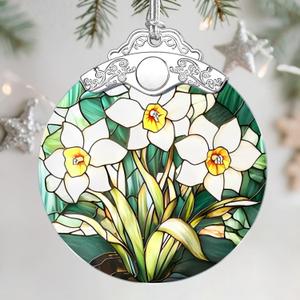 Christmas Ornaments: Stained Glass Ornament, Birth Flower Ornament, Christmas Tree Ornaments & Xmas Tree Decorations Exquisite Holiday Decor, Birth Flower Gifts Perfect Holiday & Xmas Gifts - Dec
