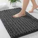 ILANGO Bathroom Rugs Dark Grey 24x17,Extra Soft Absorbent Chenille Bath Rugs,Thick Non-Slip Shaggy Bath Mat,Machine Washable Quick Dry Bath Mats for Bathroom Floor, Tub, Shower Accessories