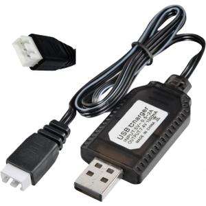 7.4V USB Charger Cable with XH-3Pin Plug Universal Compatible RC Car RC Plane RC Tank RC Boat and Other Remote Control Toys for Universal 7.4V Lipo Battery USB Charger with Battery Protection
