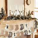 Merry Christmas Burlap Banner, 8.5 ft Sock Shaped Christmas Decoration, Rustic Banner Garland Bunting with Clips for Mantle Fireplace Xmas Party Holiday Indoor Outdoor Hanging Decorations