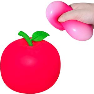 Squishy Apple Stress Balls for Kids and Adults (Pack of 1) Stretchy Dough Squeeze Ball Fidget Toys, Fun and Soft Squishy Toys, Anxiety Relief, Relax, Improve Focus, Easter Basket Stuffers (Red)