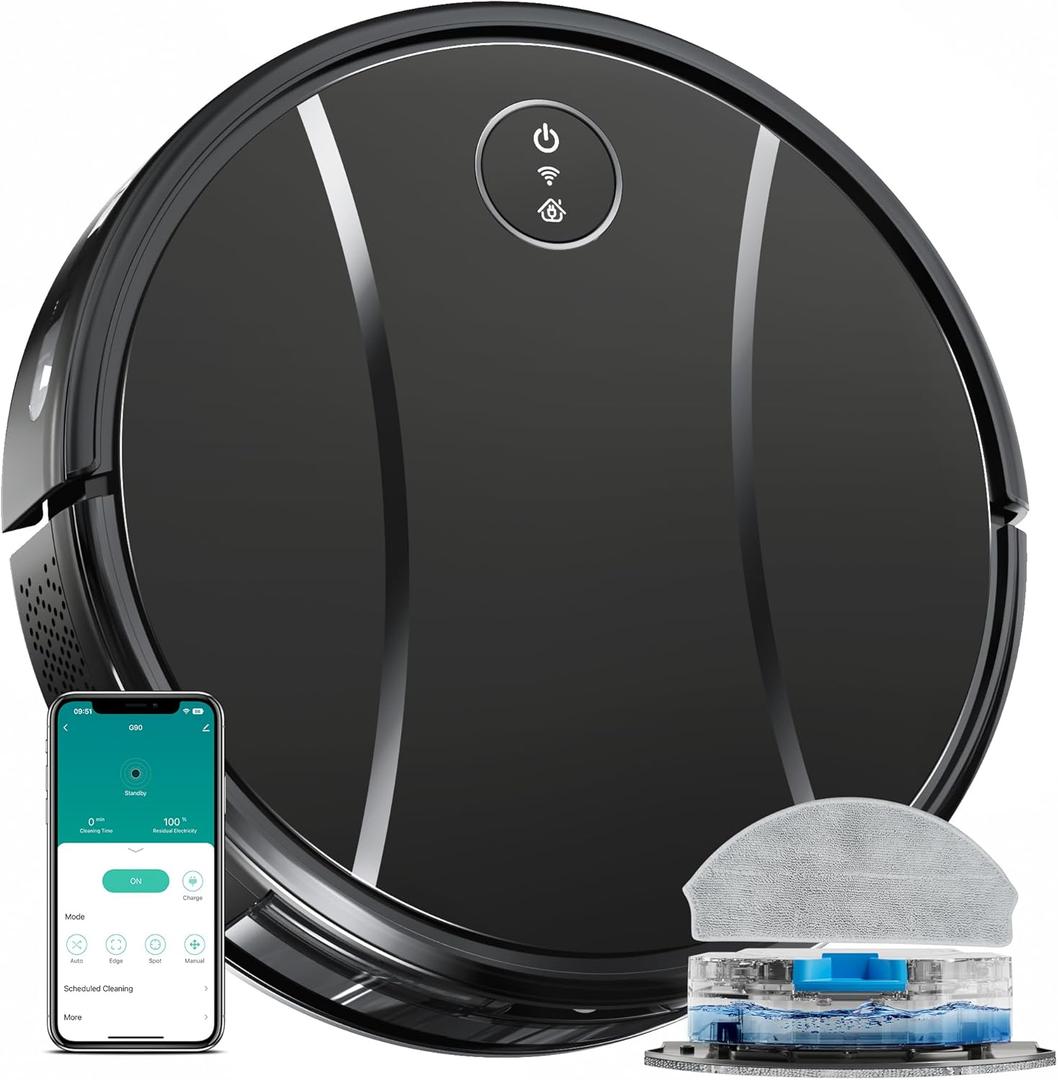 Robot Vacuum and Mop Combo, 4200Pa Powerful Robotic Vacuum Cleaner with Self-Charging, Home Automatic Robot Aspiradora for Hardwood Floor, Low Carpet, Pet Hair, App&Voice&Remote Control