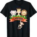 Cousin of the Wild One Zoo Birthday Safari Jungle Animal T-Shirt (Small, Black)