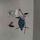 Lolitarcrafts Kingfisher Stained Glass Window Hangings Bluebird on Branch Suncatchers for Window Modern Birds Decor (Blue with Rhinestone)