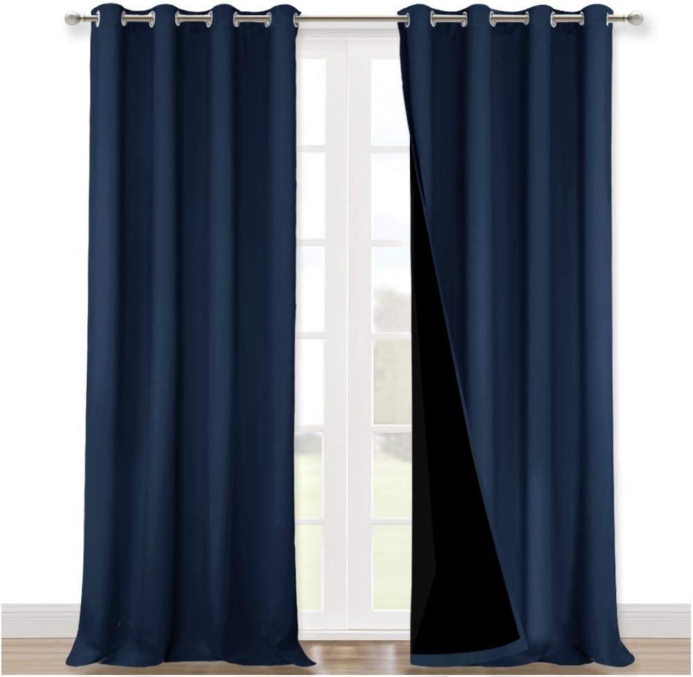 NICETOWN Full Shading Curtains 90 inches Long 2 Panels Set for Windows, Super Heavy-Duty Black Lined Blackout Curtains for Bedroom, Privacy Assured Window Treatment (Navy Blue, 52 inches W) NICETOWN Full Shading Curtains 90 inches Long 2 Panels Set for Windows, Super Heavy-Duty Black Lined Blackout Curtains for Bedroom, Privacy Assured Window Treatment (Navy Blue, 52 inches W)