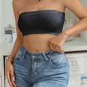 WDIRARA Women's Ribbed Tube Tops Bandeau Bra Wireless Bralette Strapless Tube Top (M)