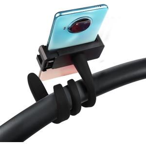 Stroller Phone Holder Portable Cell Phone Holder Stroller Phone Mount with Non-Slip Flexible Arm Flexible Phone Holder Stroller Accessories for Treadmill Spin Bike Shopping Cart Car Kitchen (Black)