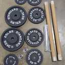 Fitvids Cast Iron Standard Weight Plates Including 5FT Standard Barbell with Star Locks, 95-Pound Set (85 Pounds Plates + 10 Pounds Barbell), Multiple Styles