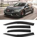 Window Visors for Honda Civic Hatchback 2016-2021 (Not fit Sedan), Rain Guards Shield Vent Deflector Shade Dark Smoke 2017 2018 2019 2020, Tape-On, 4PCS